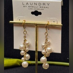 Laundry by Shelli Segal Pearl Cluster Drop Earrings 2.5 inch approx